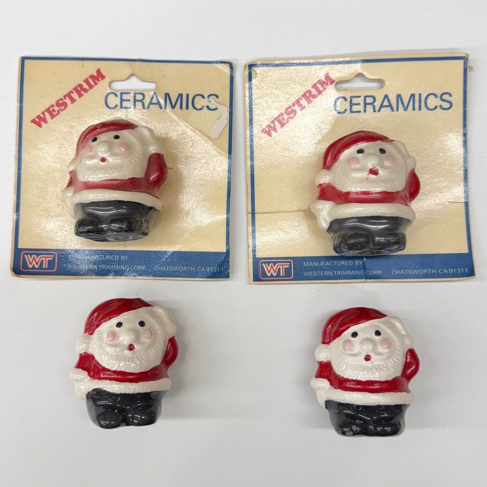 Westrim Ceramics Vintage Santa Claus Figurines Set of 4 Model 4412‎ Red White 2"